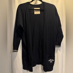 Hollister Cardigan Navy Blue and White Stripes Preppy